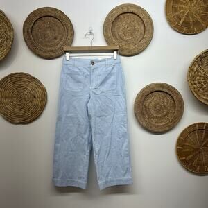 NEW LOFT The Palmer Wide Leg Pants 2P PETITE Blue White Striped Preppy
